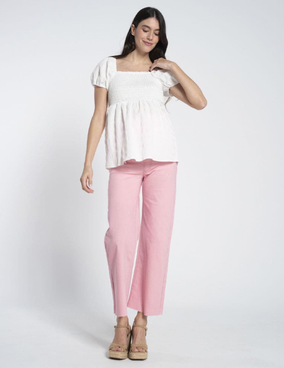Jeans maternidad capri straight corte cintura alta Jeans maternidad capri straight corte cintura alta