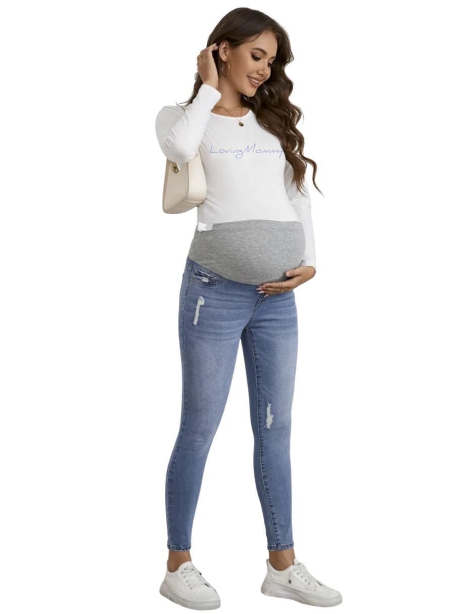 Jeans maternidad skinny corte cintura 5