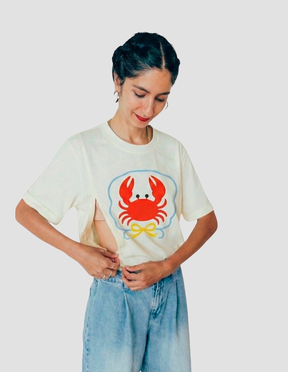 Playera maternidad manga corta cuello redondo