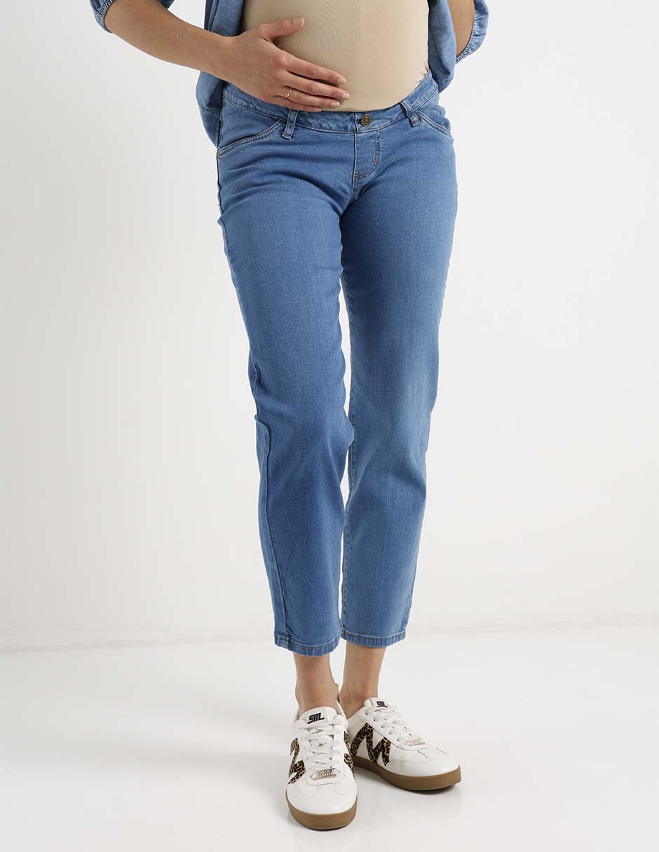 Jeans maternidad slim corte cintura alta