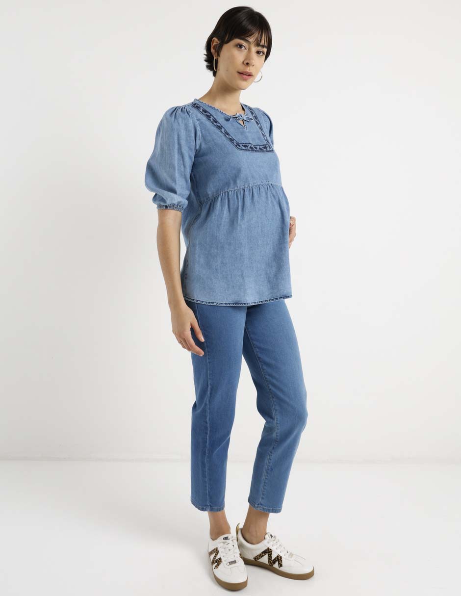 Jeans maternidad slim corte cintura alta 3