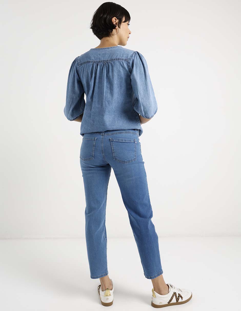 Jeans maternidad slim corte cintura alta 6