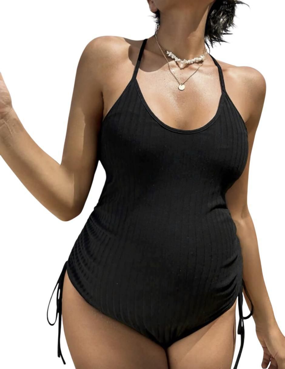 Traje de baño completo maternidad estampado a rayas 5
